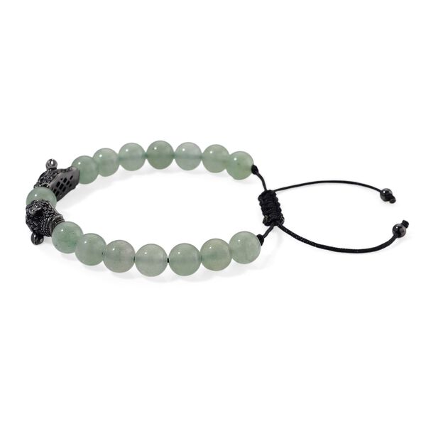 Grüner Aventurin, Schwarzer Zirkonia Armband, Flexibles, Messing Schwarzes Rhodium image number 3