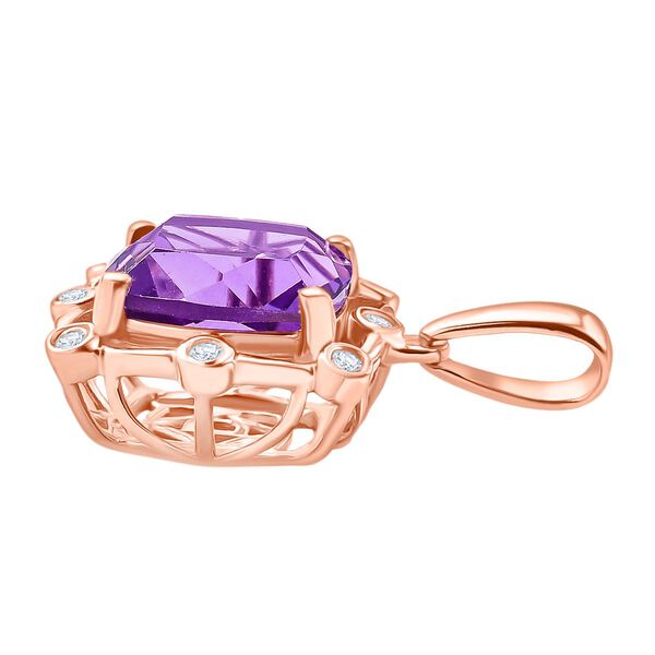 D'Joy AAA Rose De France Amethyst und Zirkon Anh&auml;nger - 4,36 ct. image number 4