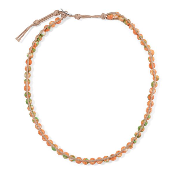 Flexible orange-grüne Regenblumen-Yuhua-Quarzit Halskette - 80 ct. image number 3