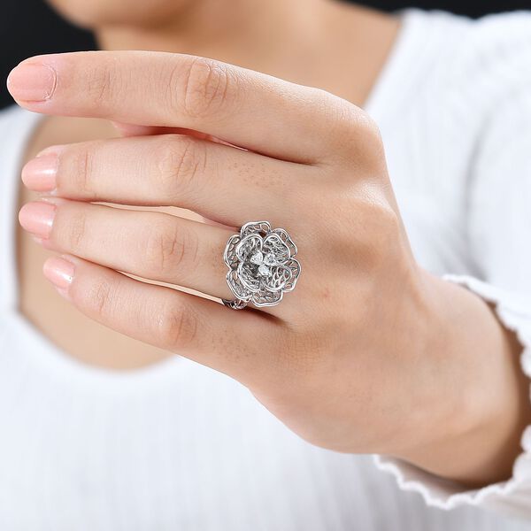 Floraler Moissanit-Ring, 925 Silber rhodiniert - 0,33 ct. image number 3