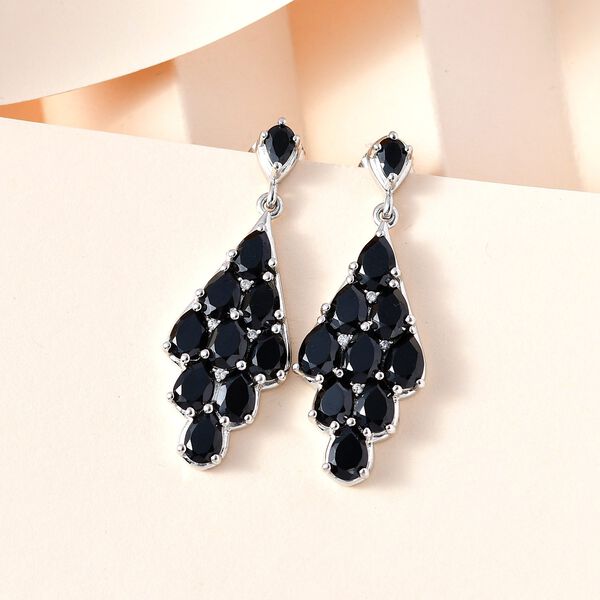 Schwarze Spinell Ohrringe, 925 Silber platiniert ca. 11,75 ct image number 2