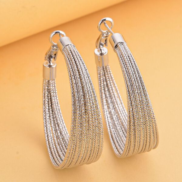 Designer inspirierte Creolen, silberfarben image number 2