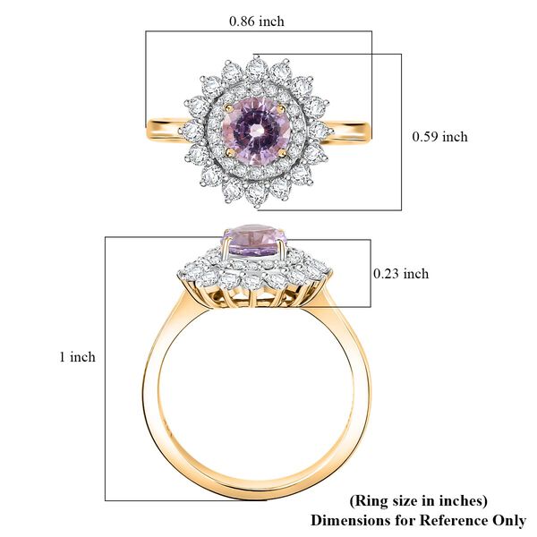 LUXORO zertifiziert und gepr&uuml;ft AAA rosa Saphir und Diamant Ring in 585 Gold - 1,82 ct. image number 5