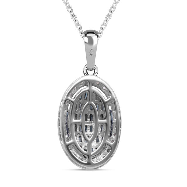 Blauer und wei&szlig;er Diamant-Anh&auml;nger mit 45 cm langer Kette - 0,50 Karat. image number 4