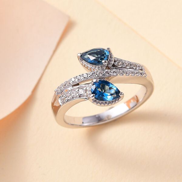 London Blautopas und Zirkon Ring - 1,25 ct. image number 2