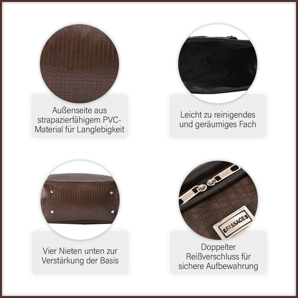 Weekender-Reisetasche mit Krokodilmuster, Braun image number 11