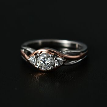 Moissanit Ring 925 Silber, bicolor, (Gr&ouml;&szlig;e 21.00) ca. 0.57 ct