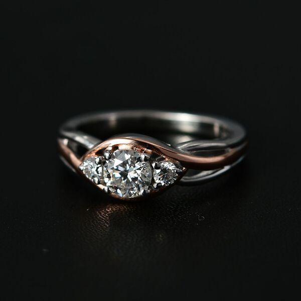 Moissanit Ring 925 Silber, bicolor, (Gr&ouml;&szlig;e 21.00) ca. 0.57 ct image number 3