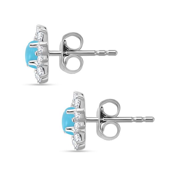 Amerikanische, natürliche Sleeping Beauty Türkis und Zirkon-Ohrringe - 1,17 ct. image number 5