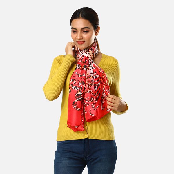 100 % nat&uuml;rlicher Satin Seiden Schal, 165x50 cm, Rot image number 3