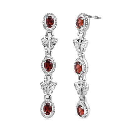 Roter Granat Ohrringe  Edelstahl ca. 3.34 ct