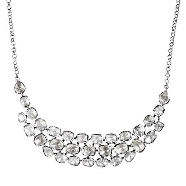 Polki Moissanit Halskette ca. 45 cm 925 Silber rhodiniert ca. 8.00 ct