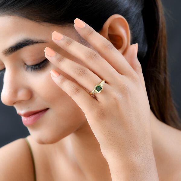 Natürlicher Chromdiopsid-Ring, 925 Silber vergoldet (Größe 17.00) ca. 0.98 ct image number 3