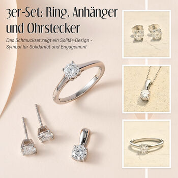 Funkelnde K&ouml;nigin- Moissanit Schmuckset, 925 Silber platiniert  - 1,77 ct.