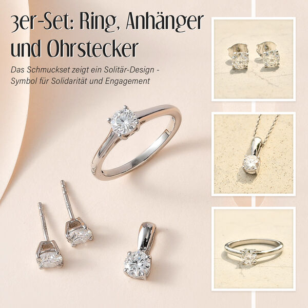 Funkelnde K&ouml;nigin- Moissanit Schmuckset, 925 Silber platiniert  - 1,77 ct. image number 2