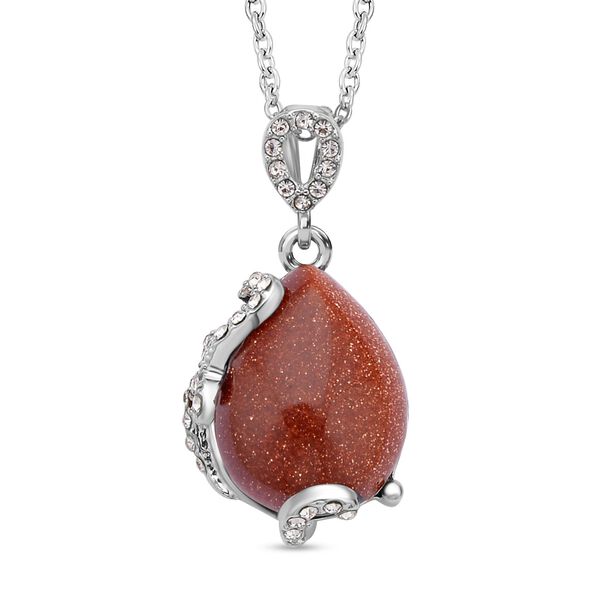 2er-Set Goldfluss-Ohrringe und Anh&auml;nger mit Kette, ca. 14,00 ct image number 3