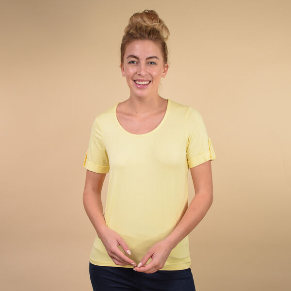 Damen kurzes &Auml;rmel T-Shirt, Zitronengelb
