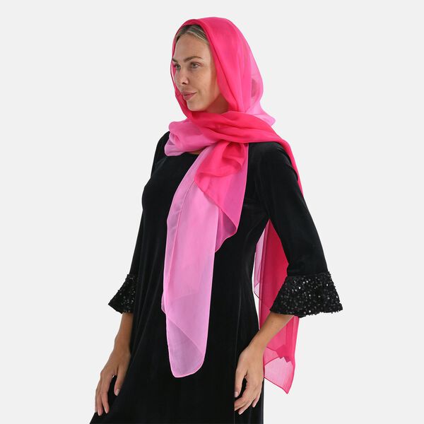 LA MAREY Signature Seidenschal aus 100% Maulbeerseide, 110 x 180 cm, Fuchsia Pink image number 4