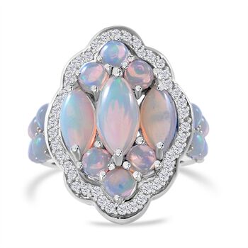 AA nat&uuml;rlicher, &auml;thiopischer Welo Opal und Zirkon-Ring - 5,96 ct.