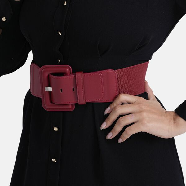 Stretch-Tailleng&uuml;rtel mit quadratischer Schnalle, 45x6cm, Bordeaux image number 4