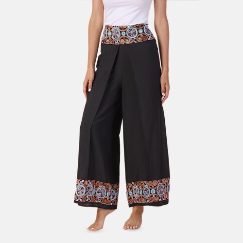 LA MAREY - bedruckte Sommerhose, schwarz, 38-42 image number 0