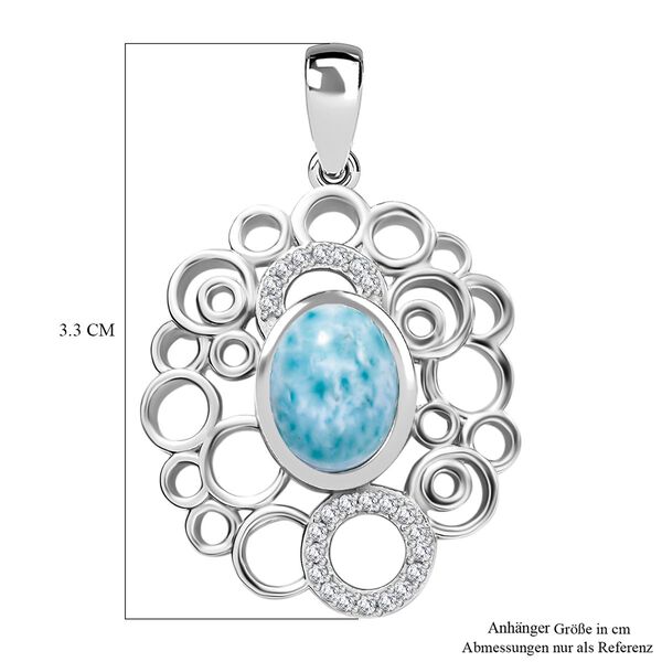 AA Natürlicher grüner Larimar und Zirkon Anhänger - 2,56 ct. image number 4