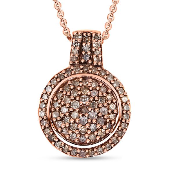 Nat&uuml;rlicher Champagner Diamant-Anh&auml;nger mit 50cm Kette - 0,75 ct. image number 0