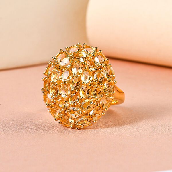 Citrin Ring, 925 Silber Gelbgold Vermeil (Gr&ouml;&szlig;e 18.00) ca. 5,21 ct image number 2