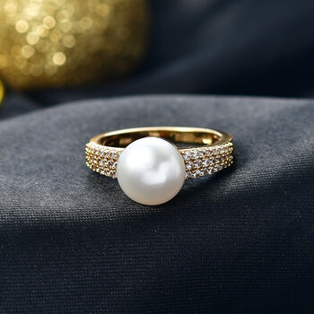 EverTrue S&uuml;&szlig;wasser Perle und wei&szlig;er Zirkon Ring