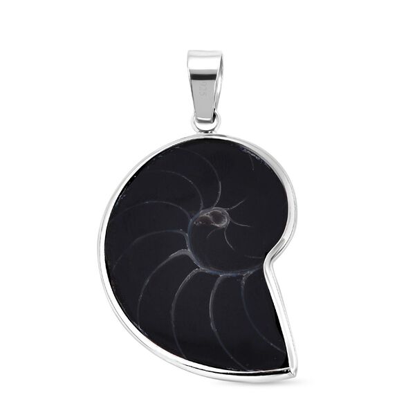 Schwarzer Harz Muschel Anh&auml;nger 925 Silber image number 4