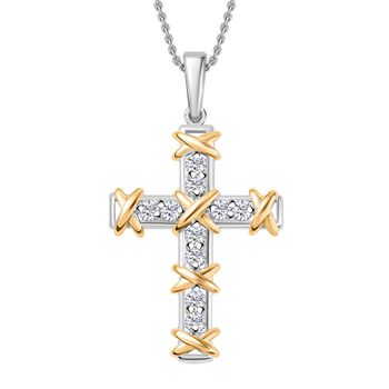 Luxuriant Diamond - Lab Grown Diamant SI Anh&auml;nger mit Kette, 925 Silber rhodiniert, 925 Silber Rhodiniert und 750 Gelbgold Vermeil ca. 0.25 ct