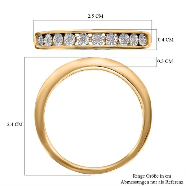 Half Eternity Diamant Ring, 925 Silber mit Gelbgold Vermeil image number 15