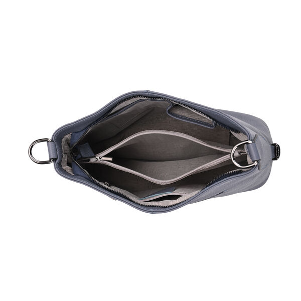 Echtleder-Crossbody-Tasche aus gepr&auml;gtem Leder, verstellbarer Schulterriemen (ca. 120 cm), 32x12x25 cm, Blau image number 4