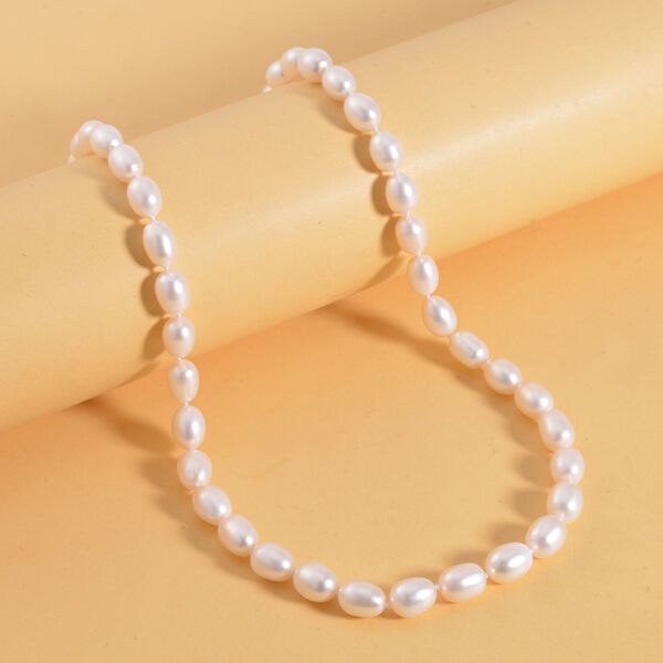 7-9 mm wei&szlig;e S&uuml;&szlig;wasserperlen Halskette image number 2