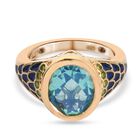Pfau Triplett Quarz Ring 925 Silber 585 Vergoldet image number 0