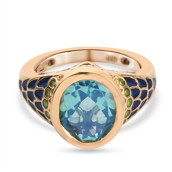 Pfau Triplett Quarz Ring 925 Silber 585 Vergoldet image number 6