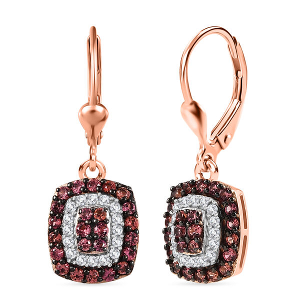 D'Joy AA Padparadscha Saphir und Zirkon Ohrringe - 1,58 ct.