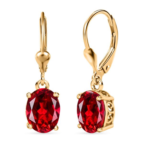 D'Joy Lab Grown Padparadscha-Saphir Ohrringe 925 Silber 750 Gelb Vergoldet ca. 5.11 ct