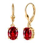 D'Joy Lab Created Padparadscha-Saphir Ohrringe 925 Silber 750 Gelb Vergoldet ca. 5.11 ct