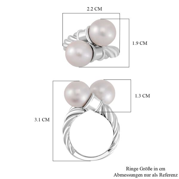 Wei&szlig;e Edison Perle (9-10 mm) Ring 925 Silber rhodiniert image number 5