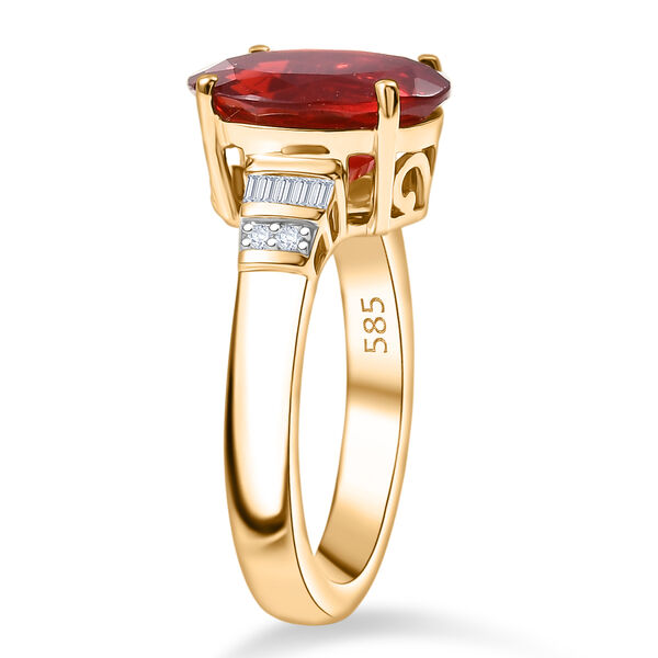 AAAA Mexikanischer Kirschfeuer-Opal, Wei&szlig;er Diamant Ring 585 Gelb Gold (Gr&ouml;&szlig;e 18.00) ca. 3.34 ct image number 4