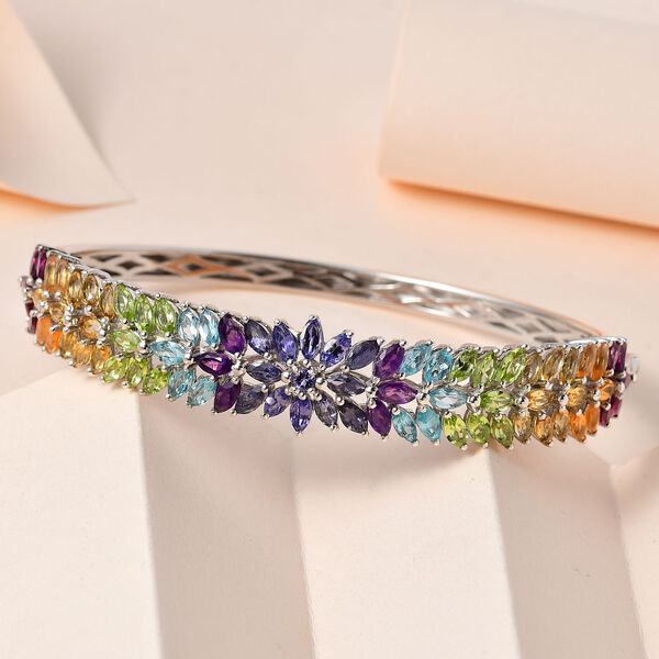 Mehrfarbiger Edelstein-Armreif 19 cm- 12,34 Ct image number 2