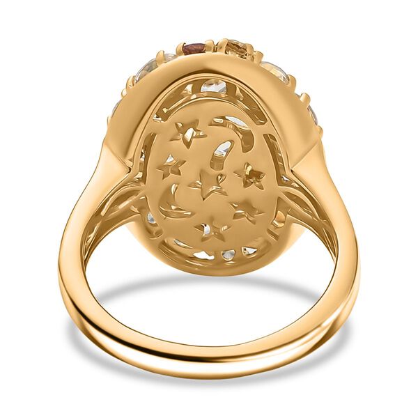 D joy AAA Premium Malagasy Regenbogen Mondstein Ring 925 Silber 750 Gelbgold Vermeil (Gr&ouml;&szlig;e 18.00) ca. 2.49 ct image number 6