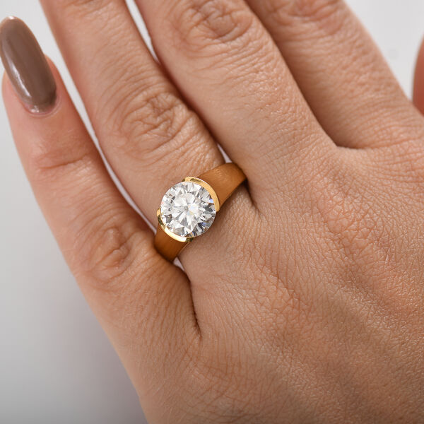 Moissanit Ring, 925 Silber 750 Gelbgold Vermeil - 2,97 ct. image number 2