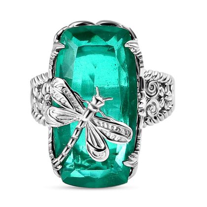 Smaragd Triplett Quarz Ring - 13,94 ct.