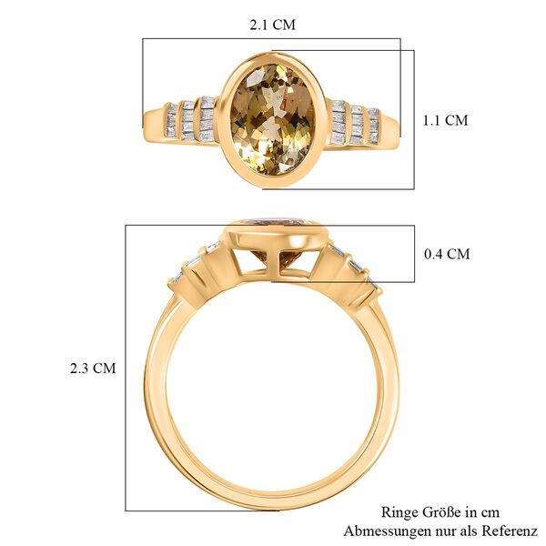 AAA natürlicher goldener Tansanit und Diamant Ring in 585 Gold - 2,14 ct. image number 5
