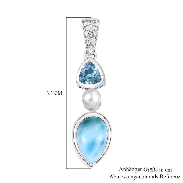 D'Joy AA Larimar, Himmelblauer Topas Anhänger 925 Silber rhodiniert image number 6