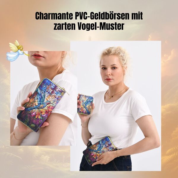 2-teiliges Geldb&ouml;rsen-Set mit Vogel-Muster, 18x2,5x10 cm und 11x2,5x9 cm image number 2