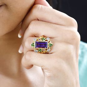GP Italian Garden Kollektion- Afrikanischer Amethyst, Chromdiopsid, Rhodolith Granat, Zirkon und blauer Saphir-Ring - 4,78 ct.