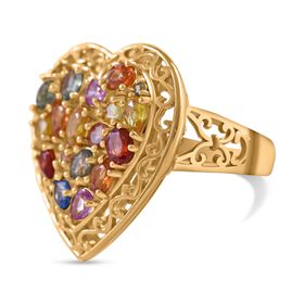 Mehrfarbiger Saphir Herz Ring, ca. 3,27 ct